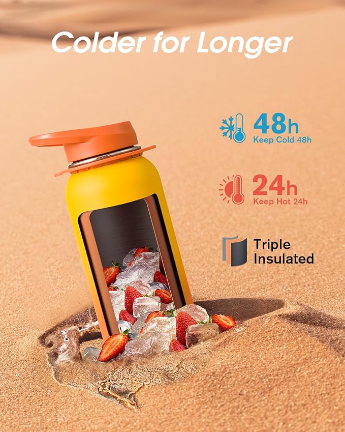 Coolflask 40 oz Water Bottle Insulated Stainless Steel with Strap | Metal Water Flask with Straw & Spout Lids, Triple-Wall, Cold 48+h, Dishwasher Safe, Leakproof, BPA-Free, for Gym & Hiking