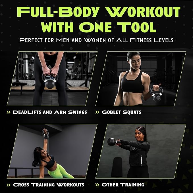 Rage Fitness Single Cast Iron Kettlebell | Powder Coated - Wide Handle Weights for Core & Glute Workouts; Swings, Squats, Deadlifts; Strength, Endurance & Flexibility for Men & Women