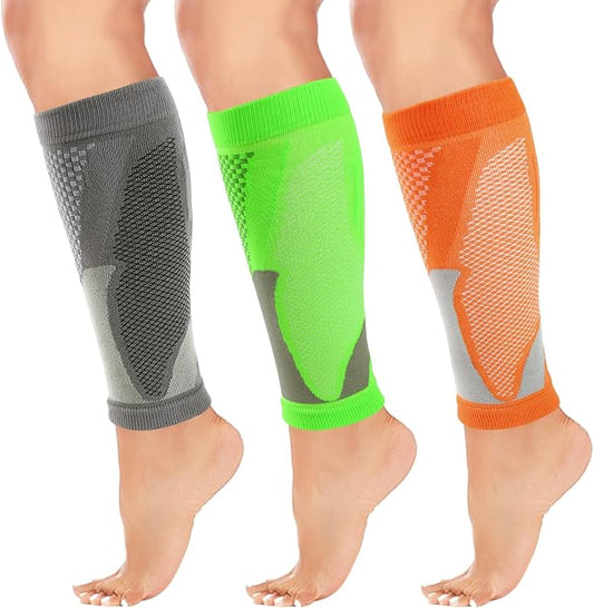 Junely 3 Pairs Calf Compression Sleeve for Men and Women | Running Athletic Nurses Work Support Travel Flight Sports