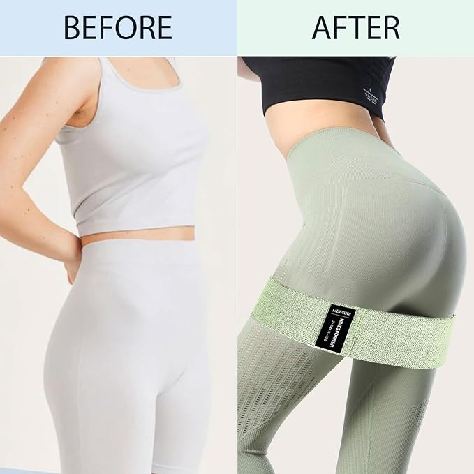 HIMESPORNER 9 PCS Fabric Resistance Bands Set for Working Out | Non-Slip Exercise Booty Bands for Women Men Leg Glutes with Hair Ties and Tape Measure - for Home Gym Workout, Yoga, Pilates