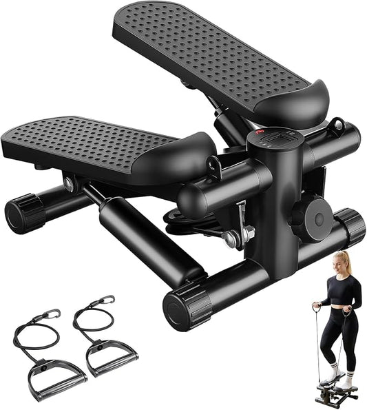 Compact Mini Stair Stepper with Resistance Bands for Home Fitness, 300 LBS | LCD Monitor, Adjustable Height, Dual Hydraulic System, Quiet Operation, No Assembly Required, Easy Storage