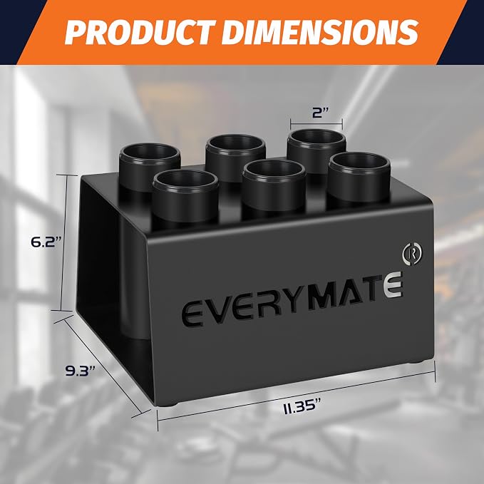 EVERYMATE Vertical Barbell Rack - Heavy-Duty Steel Organizer, Barbell Holder Floor Stand, Fits 2" Olympic Bars with Scratch-Resistant Inserts, Space-Saving for Home/Garage/Commercial Gym