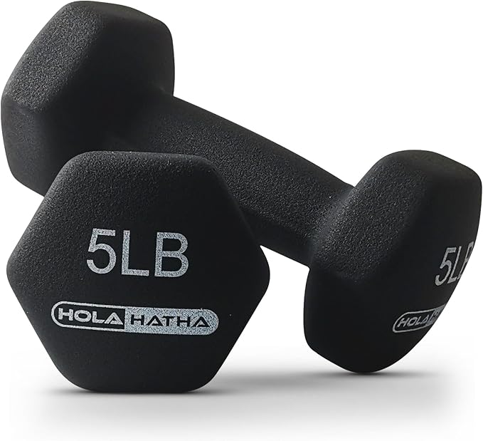 HolaHatha 1, 2 and 3 lb Neoprene Dumbbell Strength Training Weight Set with Rack