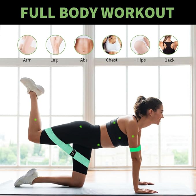 KANGFITER Non-Slip Fabric Resistance Bands for Working Out 3 Levels | Loop Exercise Bands for Booty Leg Butt Glute Hip, Elastic Stretch Workout Bands for Women Men Home Gym Fitness Yoga Pilates