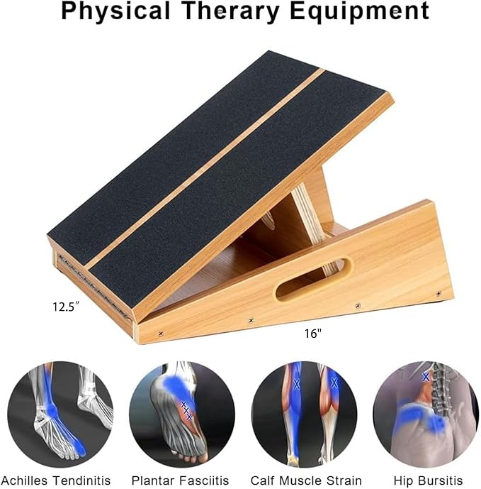 StrongTek Professional Wooden Slant Board, Adjustable Incline Board, and Calf Stretcher, Stretch Board - Extra Side-Handle Design for Portability, Full-Coverage