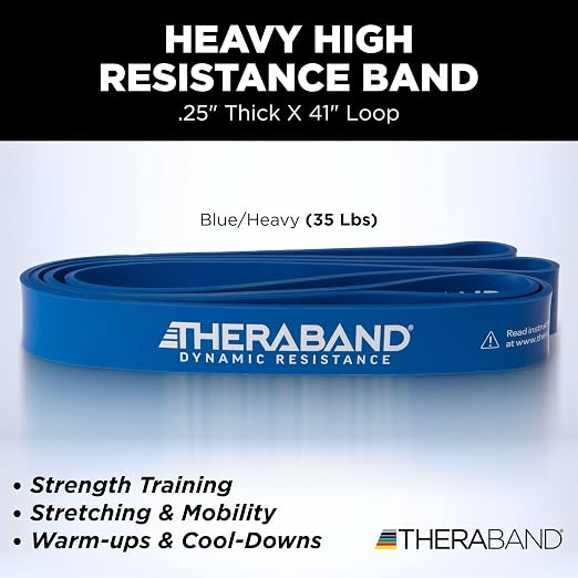 THERABAND High Resistance Band, Exercise, Workout, Physical Therapy, Blue | Resistance band for exercise, physical therapy and stretching, with progressive color-coded levels