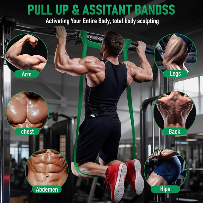 Resistance Bands for Working Out, Pull Up Assistance Bands Set, Exercise Workout Bands for Full-Body Training, Fitness, Physical Therapy, Home Gym for Women & Men (5-85lbs)