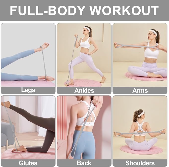 Figure 8 Resistance Band: Resistance Bands with Handles for Working Out - 8 Shaped Resistance Bands for Women - Exercise Bands for Arms - Fullbody Yoga Pulling Rope