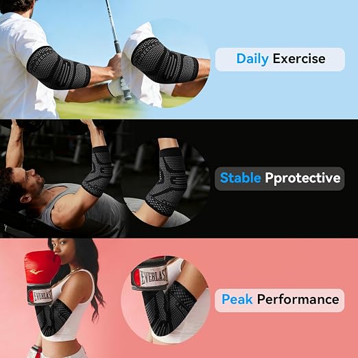 INDEEMAX Copper Elbow Compression Sleeve, 2 Pack Elbow Brace for Tendonitis | Elbow Sleeve for Women Men, Arm Support for Tennis & Golfer's Elbow, Joint Pain Relief, Arthritis, Bursitis, Weightlifting