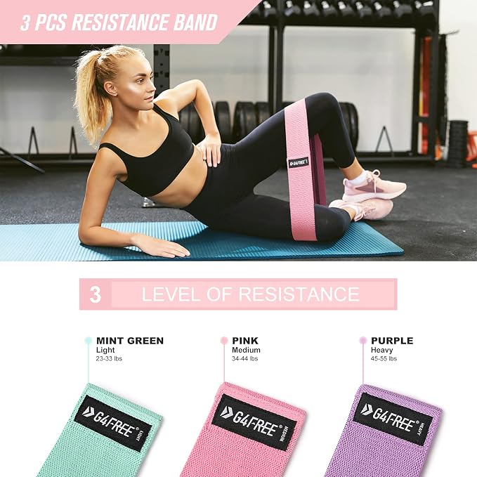 G4Free 7/9Pcs Barbell Pad Set for Squat, Hip Thrusts, Lunges, Leg day | Standard Olympic Bars with 2 Gym Ankle Safety Straps, 3 Hip Resistance Bands, 2 Lifting Strap, Barbell Pad, and Carry Bag
