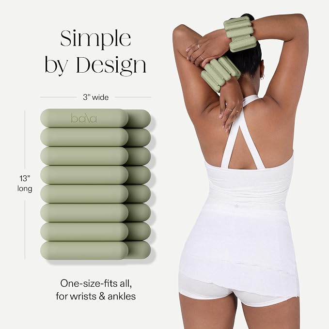 Bala Bangles Wrist & Ankle Weights for Women & Men, Home Gym Equipment | Adjustable Weighted Bands for Arm & Legs Workouts - Pilates, Yoga, Walking, Barre, & Strength Training Exercise