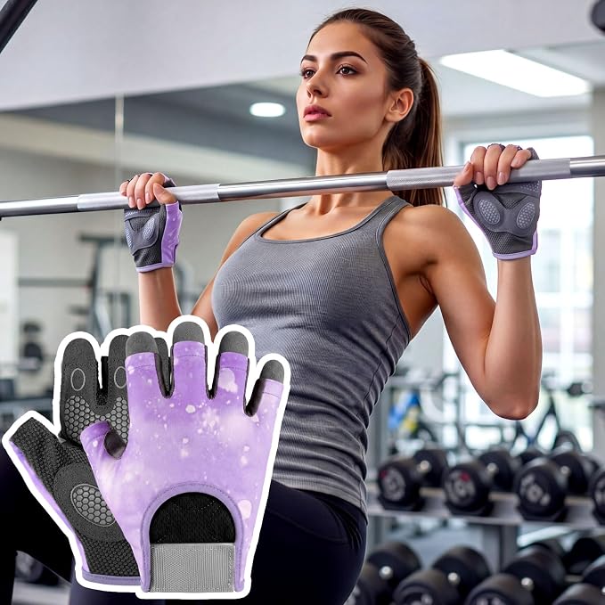 Fourluoo 3 Pairs Weight Lifting Gloves for Men Women, Gym Workout Gloves with Full Palm Protection, Breathable Anti-Slip Fitness Glove for Training, Cycling, Pull-ups, Medium