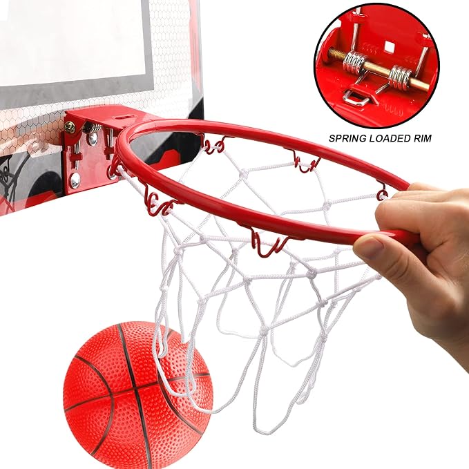 Indoor Basketball Hoop Set for Kids Adults, Pro Mini Basketball Hoop for Door Wall, Room Basketball Hoop Over The Door Outdoor Basketball Hoop with 4 Balls Toy Gift for Boy Girl