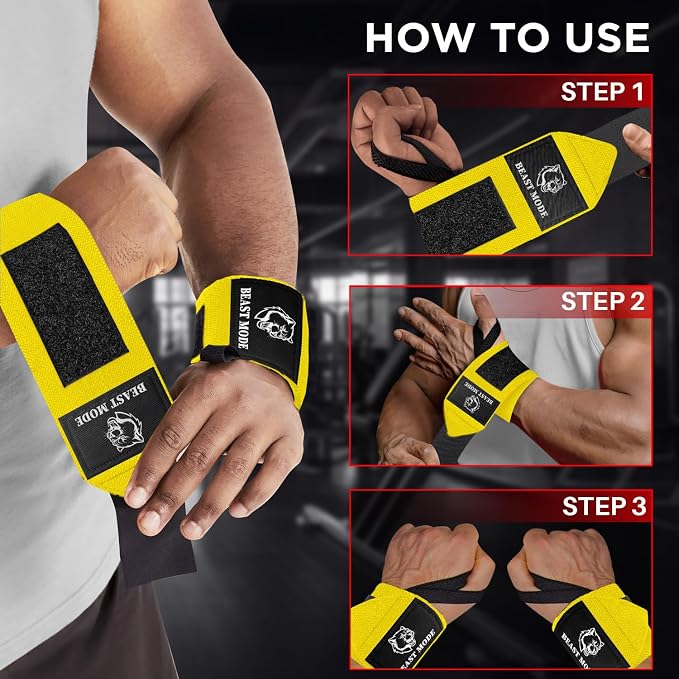 TECEUM Elastic Cotton Weightlifting Wrist Wraps with Thumb Loops, 1 Pair