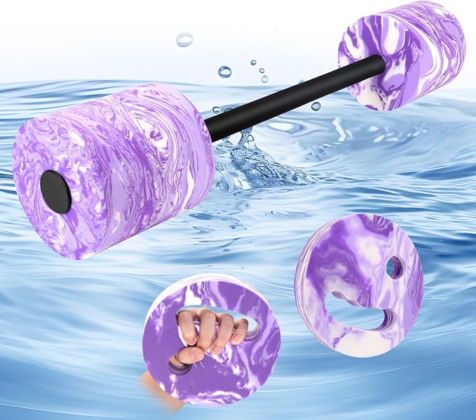 29.3’’Aquatic Exercise Equipment Swim Barbell High Density EVA Foam Pool Swim Dumbbell with Water Exercise Discs Aquatic Fitness Equipment for Adults