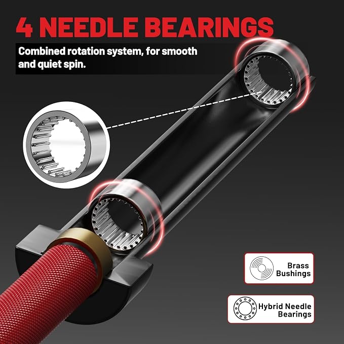 PAPABABE 7ft Barbell 45lb Olympic Barbell 1000/1500lbs Capacity Home Gym | 7ft 45lb 2" Olympic Barbell, 1000/1500lbs Capacity, Hybrid Needle Bearings & Bushings for Squat Curl Deadlift