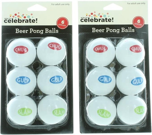 12ct Beer Pong Balls White w/Sayings Drinking Game College Frat Party Novelty