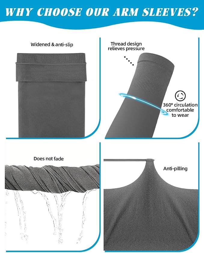 BHYTAKI Cooling Compression Arm Sleeves for Men Women,UPF50 UV Sun Protection Sleeves for Work Sport Tattoo Cover Up