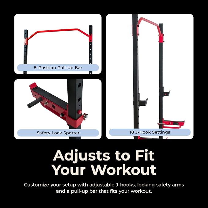 Sunny Health & Fitness Multifunctional Strength Training Home Gym – Complete Workout Equipment with Training Attachments, Optional Squat Stand, Power Rack Cage, Adjustable Incline Bench