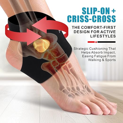2 PACK Ankle Brace for Women & men with Dual-Density Foam Pads & Adjustable Arch Support – ankle compression sleeve Targeted Relief for Fatigue, Ankle Pain (Large/X-Large)