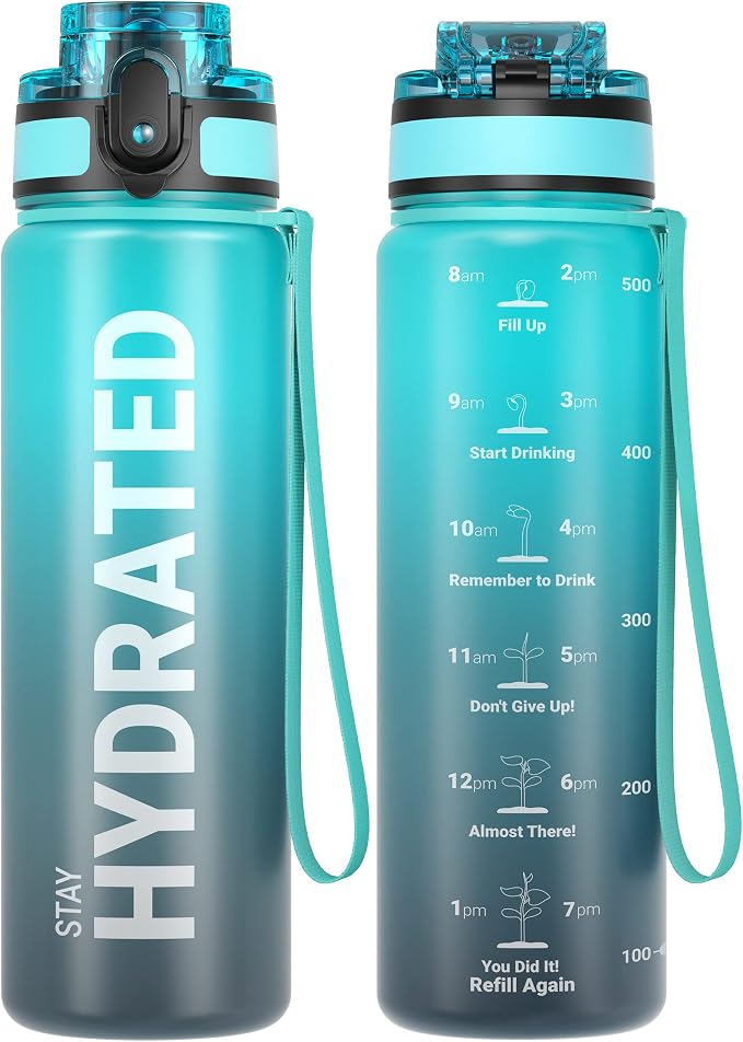 Sahara Sailor Water Bottle 17oz, Durable and Leakproof Water Bottles Motivational with Time Marker, Tritan, BPA Free, Wide Mouth with Easy Clean Brush for Gym, Travel, Home, School, Office (1 Bottle) | Bpa Free, Leakproof Wide Mouth With Fast Flow Lid ...
