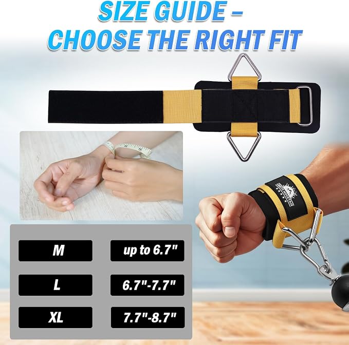 Wrist Cuffs for Cable Machines – Padded & Adjustable Straps for Lateral Raises, Tricep Pushdowns & Strength Training