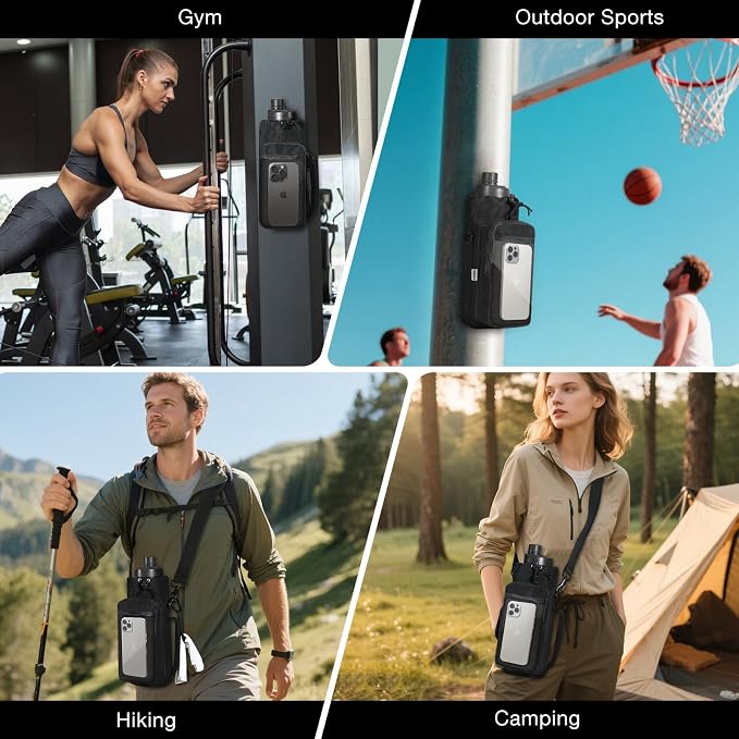 MoKo Magnetic Gym Bag, Magnetic Water Bottle Holder with Clear Phone Pouch, Built-in 4 Magnets Fitness Bag for Men and Women Compatible with Most Water Bottles, Gym Accessories Gifts, Black | Built-in 5 Magnets Fitness Bag for Men and Women Compatible ...