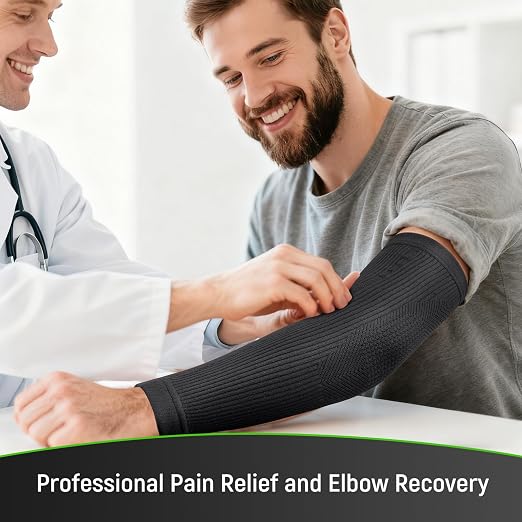 Elbow Compression Sleeve, Snug Fit, Full Arm Coverage, Small | Soft Breathable Tennis & Golfers Elbow Brace for All Day Comfort, Full Arm Coverage for Complete Support