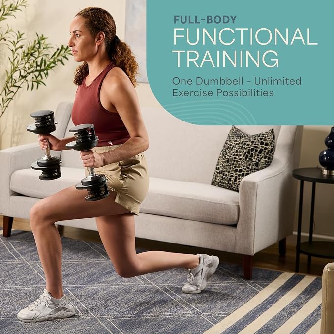 LifePro Adjustable Dumbbells, Single or 2pcs, Up to 55 lbs & 3-in1 option | Quick-change weight system with included rack — available in options from 2.5 to 55 lbs for every fitness level