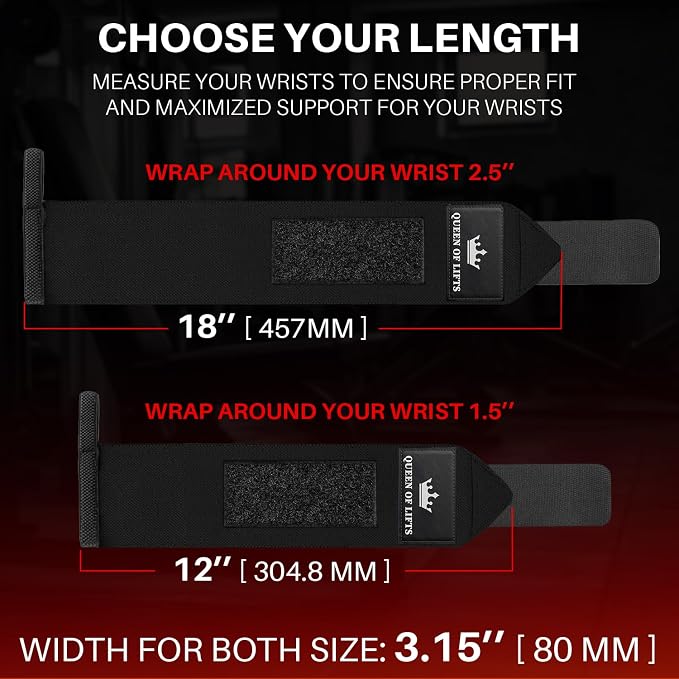 TECEUM Elastic Cotton Weightlifting Wrist Wraps with Thumb Loops, 1 Pair