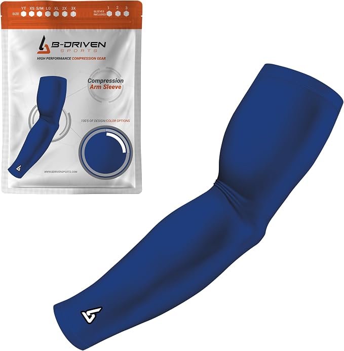 Pro-Fit Compression Arm Sleeve for Men, Women & Youth, Volleyball Baseball Basketball Weightlifting - Single