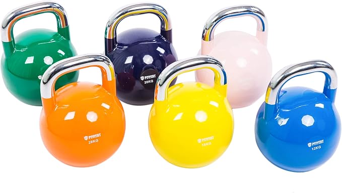 POWERT Competition Kettlebell|Premium Quality Coated Steel|Ergonomic Design|Great for Weight Lifting Workout & Core Strength Training& Muscle Building|Color Coded|Single