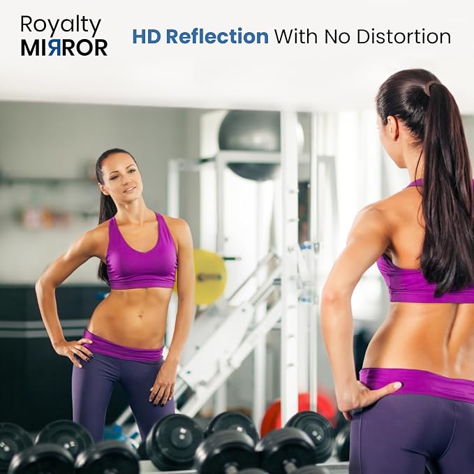 Tempered Home Gym Mirror 72"x36" - 1/4" Thick Body Large Wall Mirror Full Length for Bedroom, Garage, Bathroom - Frameless, HD Ultra Clear 72"x36"