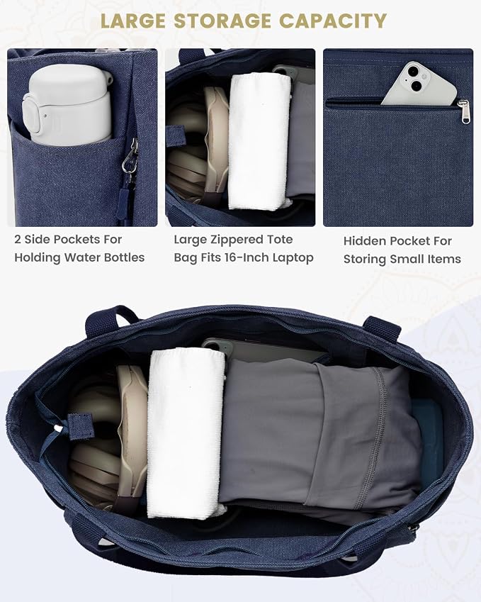 Gonex Yoga Mat Bag with Zipper Mat Carrier Canvas Gym Tote | Durable Canvas, Zipper Closures Prevent Slipping, Quick Access, Bottle Holder, Fits Yoga Blocks, Gym & Travel Use