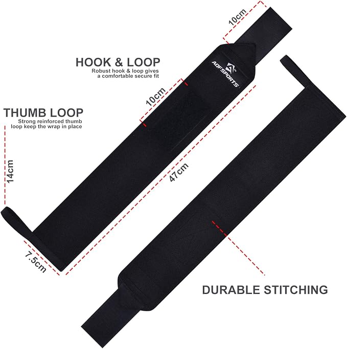 AQF Wrist Wraps for Weightlifting & Powerlifting, 18" USPA Approved (Pair)