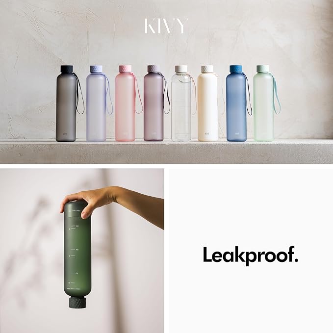 KIVY Large Water Bottle 50oz [Lightweight & Shatterproof] Fits Backpack & Cupholder for Travel, Sports, School - Extra large water bottle no straw - 1.5 Liter water bottles - 50oz Water bottle Blue
