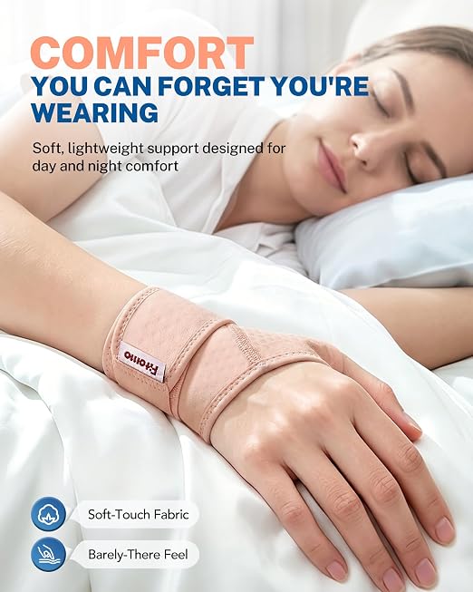 Wrist Brace with Soft-Touch Fabric, Breathable Compression Support | Mild Carpal Tunnel Support , Adjustable Compression Wrist Wrap , Enlarged Thumb Opening , Typing, Office Work & Daily Wear