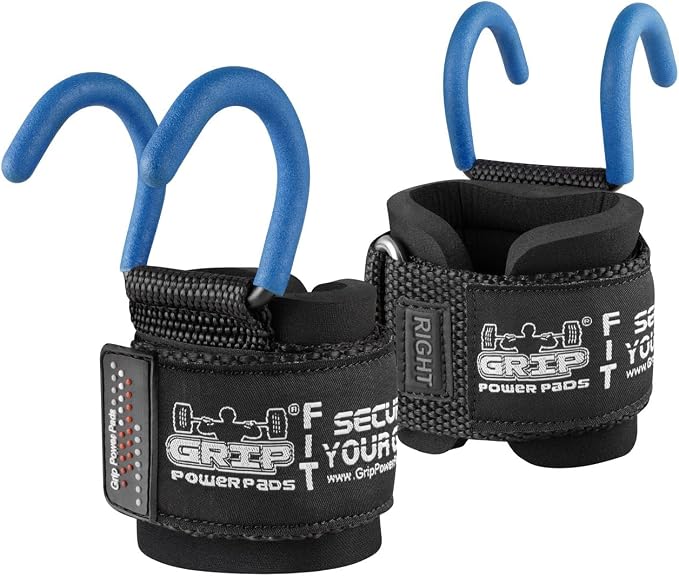 Weight Lifting Rod Hooks Heavy Duty Wrist Wraps Power Weight Lifting Training Gym Grips Straps Set of 2