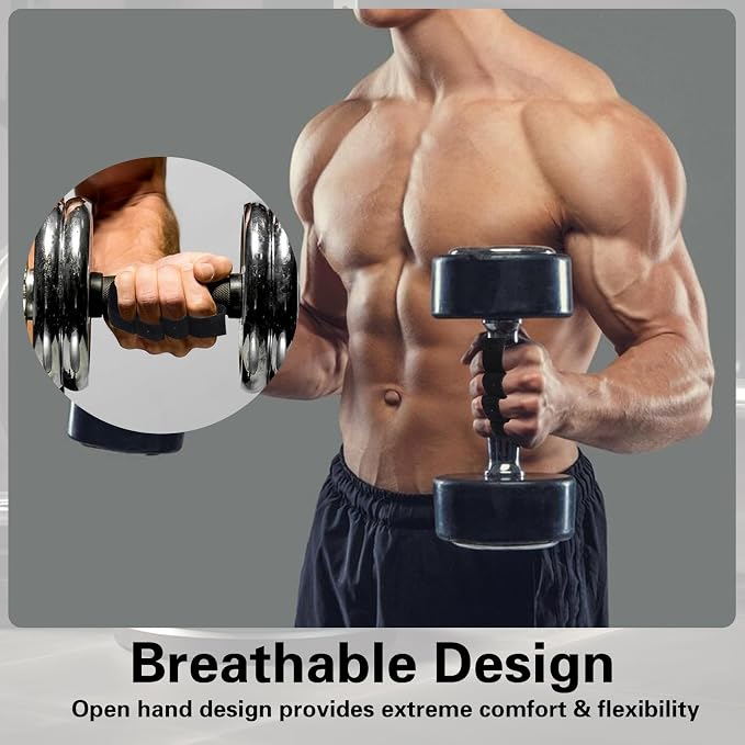 Gym Gloves for Men Weight Lifting, Four-Finger Leather Pull Up Gloves, Anti-Slip Men's Weightlifting Glove Workout Palm Guard Glove, Weight Lifting Glovess for Men Women Fitness Training (Black)