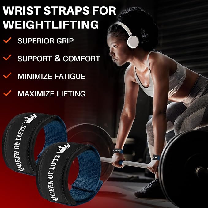 TECEUM Neoprene Padded Cotton Lifting Straps for Weightlifting, 1 Pair