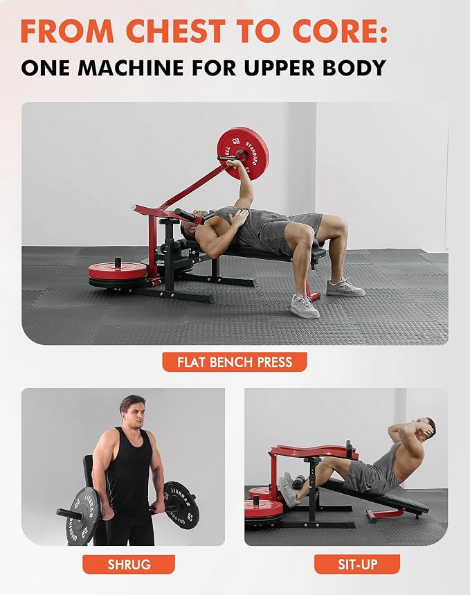 GMWD Chest Press Machine, Bench Press Machine with Independent Converging Arms, Adjustable Flat Incline Bench for Chest, AB Workouts, Shoulder Home Gym Equipment