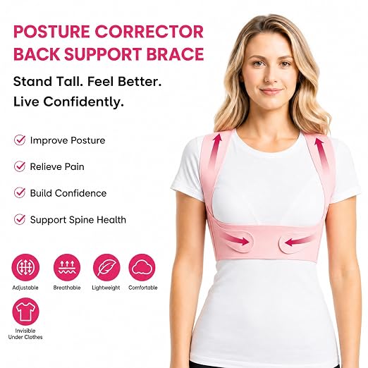 Back Brace Posture Corrector for Women - Adjustable Posture Brace for Women Under Clothes - Back Brace for Posture Upper Back Support - Invisible Comfort for Office Daily Wear - Comfortable Hunchback Slouching for Neck Shoulder Back Straightener(Medium)