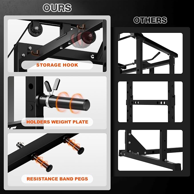 JELENS S21 Power Cage, Multi-Function Power Rack with Adjustable Cable Crossover System, 2000LBS Squat Rack for Home Gym with More Training Attachments