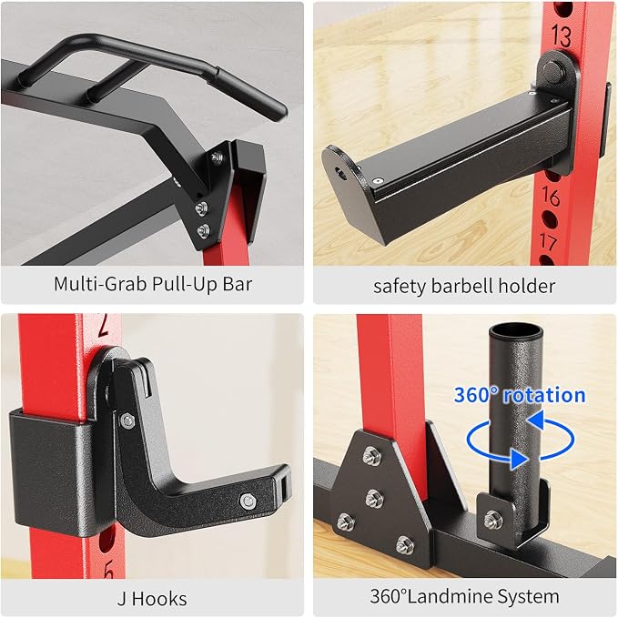 Power Rack Power Cage Multi-Function Squat Rack with Cable Crossover System Selectable More Training Attachment Power Rack for Garage & Home Gym