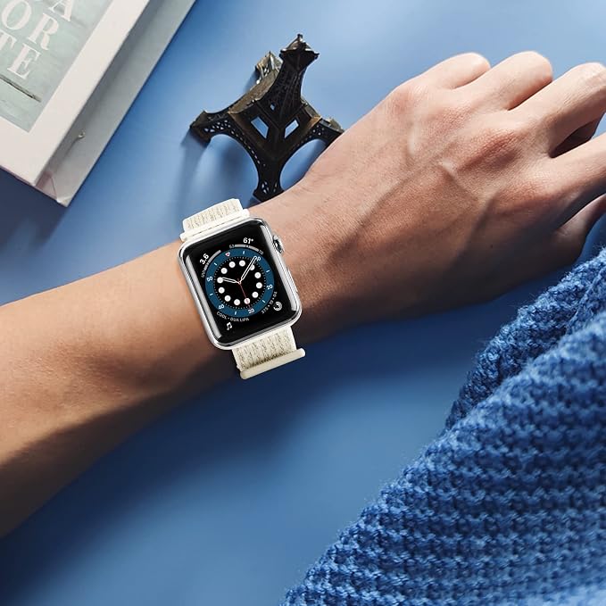 Sport Loop Band Nylon Women Men Stretchy Elastic Braided Wristband | Nylon Sport Loop Wristband Compatible with Apple Watch Ultra 2 38/40/41/42/44/45/46/49mm For iWatch Series 1-11 SE