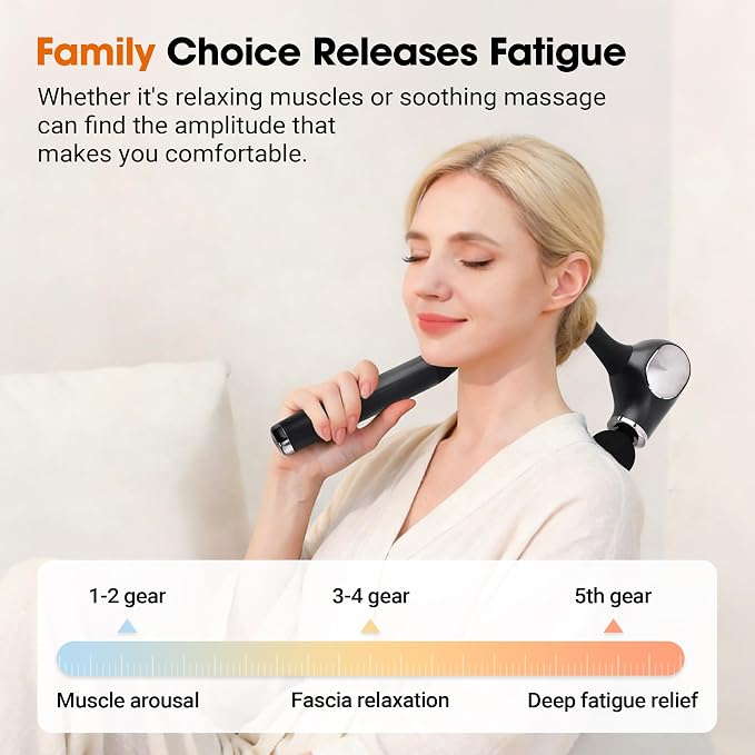 Brushless Motor Massage Gun with Upgraded Extension Handle, Black Silver