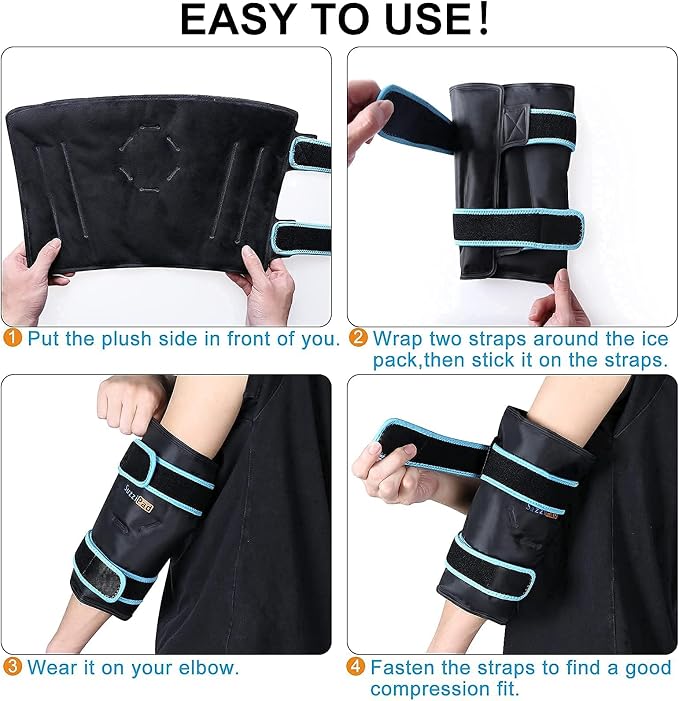 SuzziPad Forearm & Elbow Ice Pack Wrap, Reusable for Tennis & Golf，Black | Wearable & Reusable Cold Compression Sleeve for Arm, Tennis & Golfers Elbow, Tendonitis & Post-Surgery Recovery