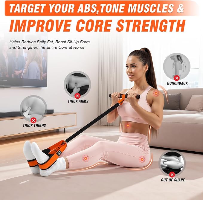 Pedal Resistance Bands with Handles, Upgrade Women Exercise Bands for Full Body Training, Core, ABS, Legs, Glutes, Arms, Pilates, Physical Therapy, Strength, Sit Up Equipment for Home Workout