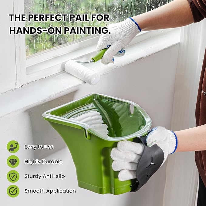 Mister Rui Small Paint Roller, Paint Cup with Handle Foam Brush, 16 Pack | 4 Inch Paint Bucket with Disposable Liner, Paint Brush, Hand Held Paint Pail, Roller Frame for Painting Wall, Trim, Touch-ups
