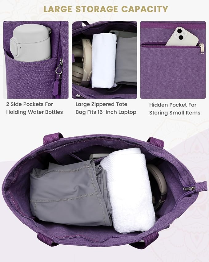 Gonex Yoga Mat Bag with Zipper Mat Carrier Canvas Gym Tote | Durable Canvas, Zipper Closures Prevent Slipping, Quick Access, Bottle Holder, Fits Yoga Blocks, Gym & Travel Use